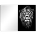 Solid Storage Supplies Lion Rectangular Beveled Mirror on Free Floating Printed Tempered Art Glass SO2244124